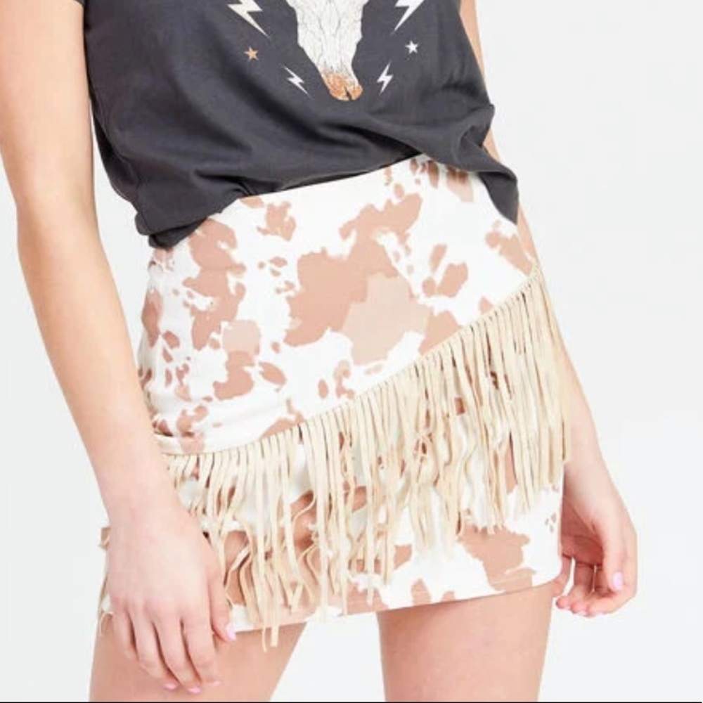 Cow print skirt set and crop top